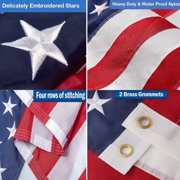 American Flag 3x5 Luxury Embroidered Star Double Sided Heavy Duty Nylon Outdoor - Picture 6 of 7